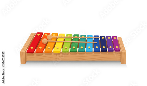 Colorful wooden xylophone musical instrument.