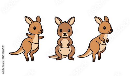 Collection of  cartoon kangaroos