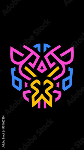 Abstract geometric animal face illustration on black background