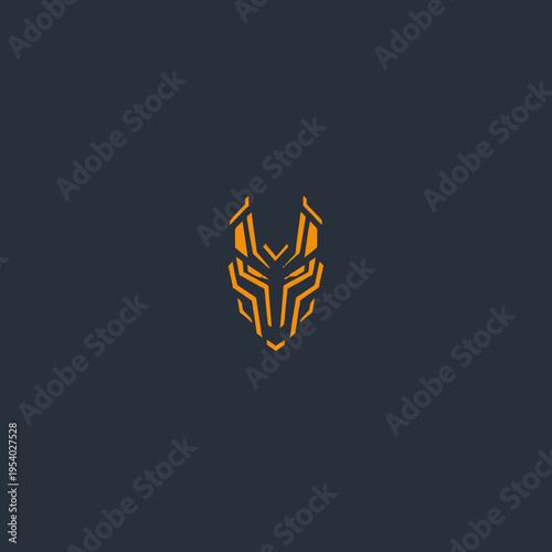 Abstract geometric animal head design on dark background for commercial use