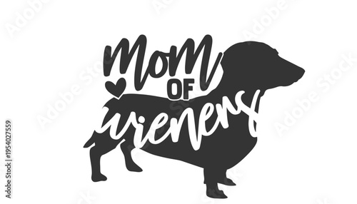 A mom of wiener dog silhouette illustration with heart