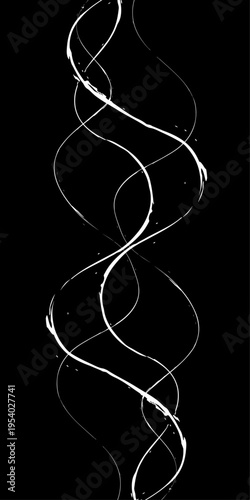 Monochrome Fluid Line Background, Abstract Black and White Flowing Curved Lines Vector, Modern Dynamic Swirl Shapes, Elegant Motion Design Elements.