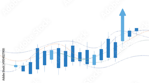 A financial growth chart showing an upward trend with bars and lines