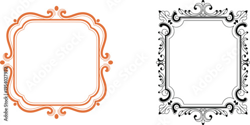 Elegant Vintage Ornamental Frames Set Featuring Decorative Flourish Details and Sophisticated Victorian Style Vector Borders.