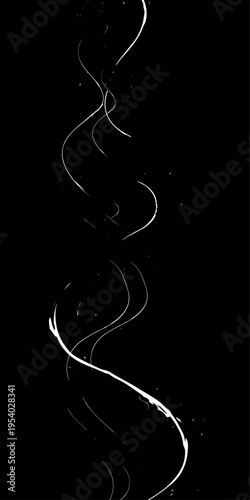 Monochrome Fluid Line Background, Abstract Black and White Flowing Curved Lines Vector, Modern Dynamic Swirl Shapes, Elegant Motion Design Elements.