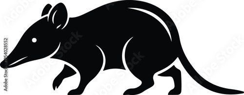 Vector silhouette of a bandicoot animal walking forward side view design