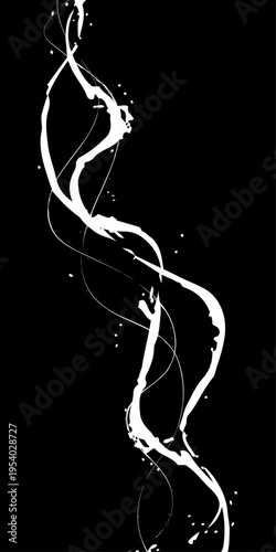 Monochrome Fluid Line Background, Abstract Black and White Flowing Curved Lines Vector, Modern Dynamic Swirl Shapes, Elegant Motion Design Elements.