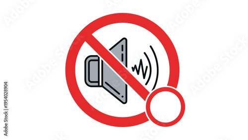 Graphic illustration of a red prohibited circle over a loudspeaker icon, signaling that sound is muted or prohibited.