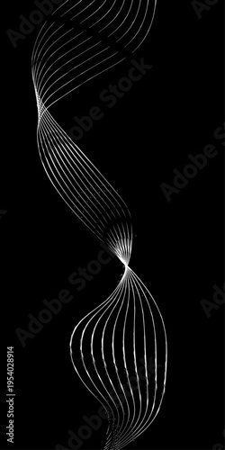 Monochrome Fluid Line Background, Abstract Black and White Flowing Curved Lines Vector, Modern Dynamic Swirl Shapes, Elegant Motion Design Elements.
