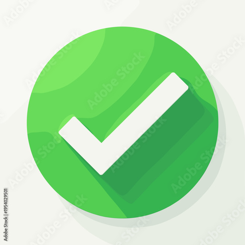 Green circular check mark symbol on a smooth background. Represents approval, confirmation, or successful task completion. Useful for digital interfaces, applications, and graphic designs.