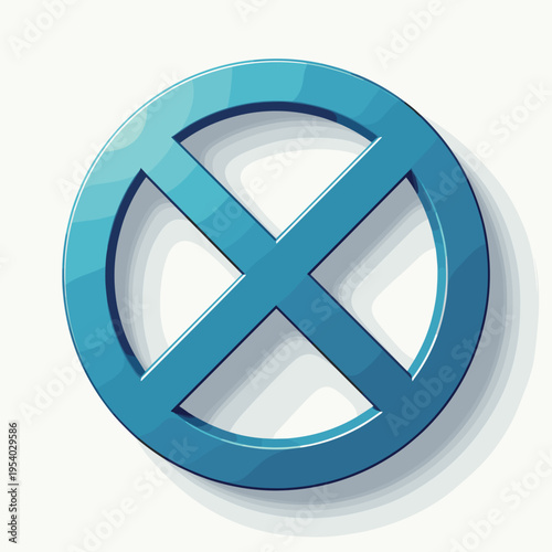 Blue circle icon with diagonal cross symbolizing prohibition or restriction. Represents concepts of rules, safety, or avoidance in design and communication.