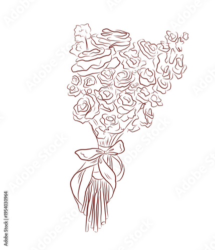 Wedding flower bouquet line art
