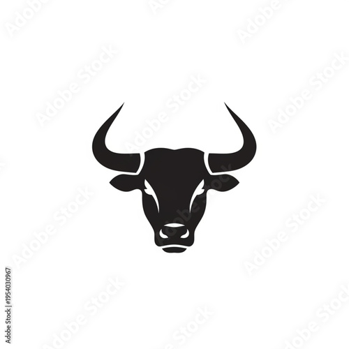 Black Bull Head Silhouette Graphic Illustration.