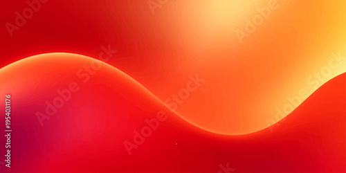 A flowing red and yellow abstract vector illustration features orange waves and light curves in a motion design backdrop for a fire energy wallpaper texture