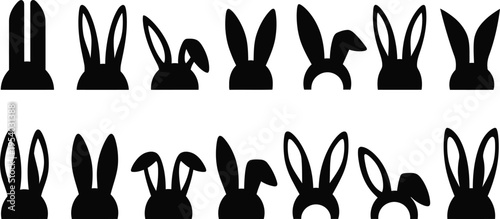 a collection of silhouetted rabbit heads arranged in rows showcasing various ear positions and styles displaying a playful design high quality