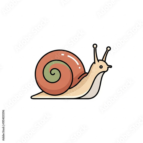 Cartoon Snail Illustration with Shell Details.