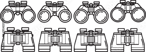 Various types of binoculars and their distinct design features Vector