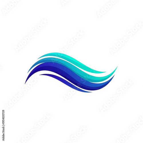 Blue and Turquoise Wavy Lines Design Element.