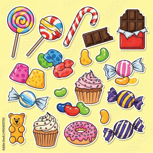 Colorful Sweets and Treats Assortment Display.