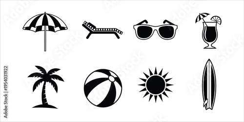 Summer vacation icons