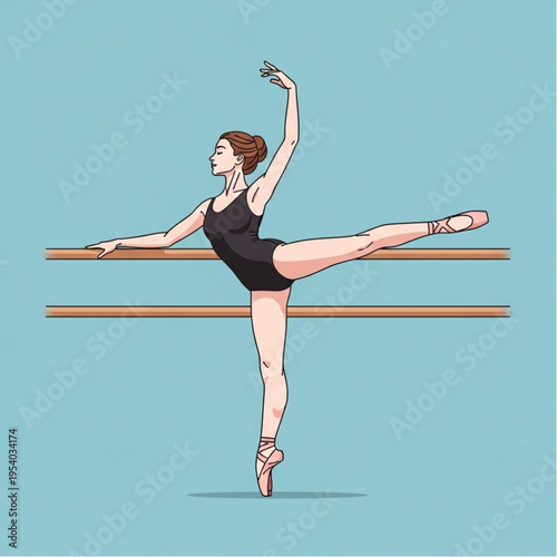 Ballet Dancer Performing on Barre.