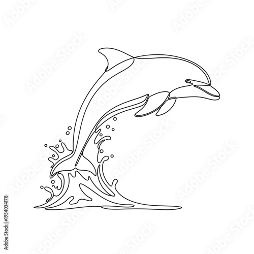 Dolphin Leaping Out of Water Illustration.