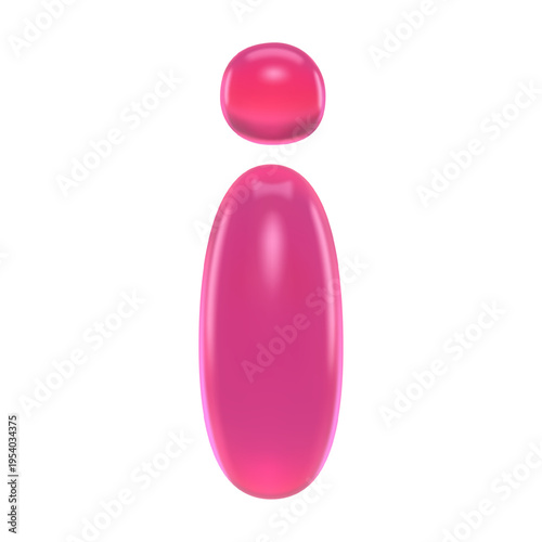 3D letter I with glossy gummy texture and bubble typography