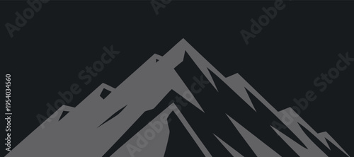 Jagged Mountain Peak Silhouette Against Dark Sky Minimalist Graphic