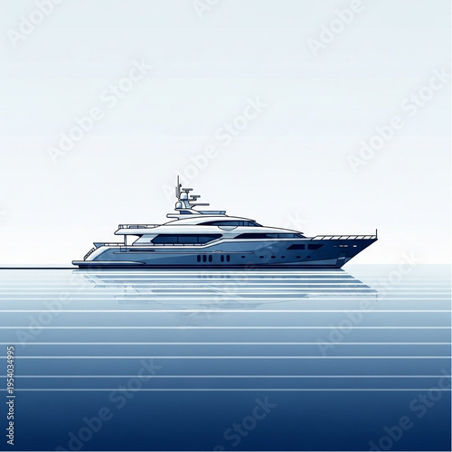 Luxury Yacht Sailing on Calm Waters.