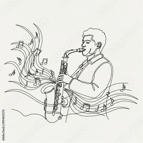 Man Playing Saxophone Music Instrument.