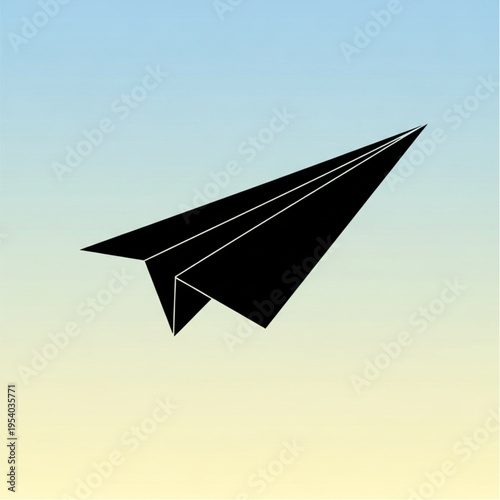 Black Paper Plane in Flight Position.