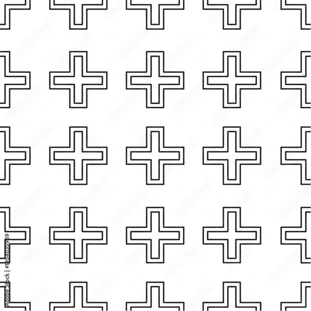 Fototapeta premium Black Cross Symbols on White Background.
