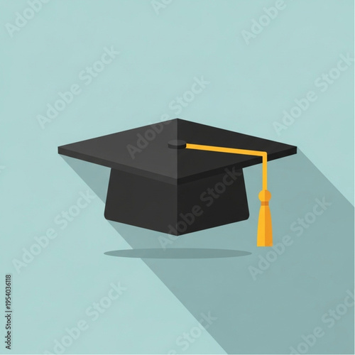 Black Graduation Cap with Golden Tassel.