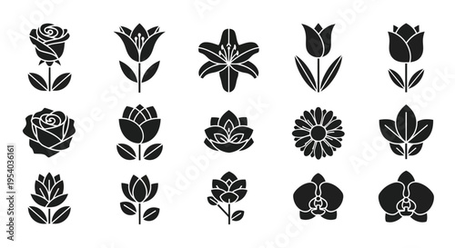 A diverse collection of intricate and decorative floral emblems and heraldic badges.