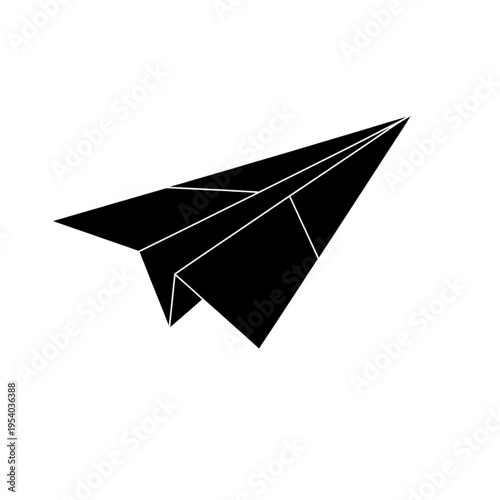 Black Paper Plane Silhouette Simple Design.
