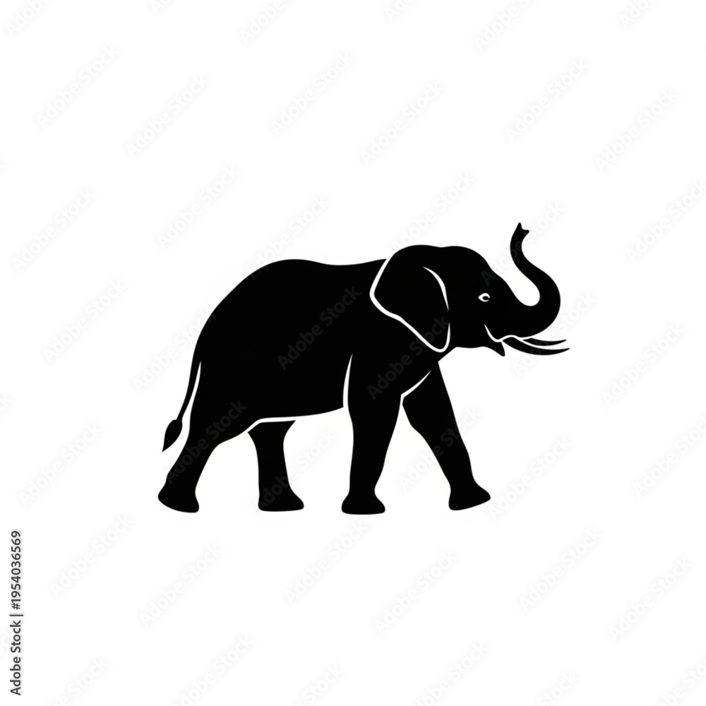 Obraz premium Black Silhouette of an Elephant.