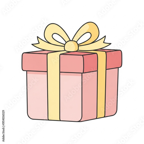 Pink Gift Box with Yellow Ribbon.