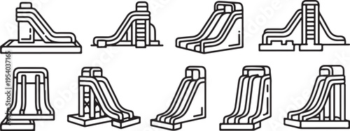 Various designs of slides for playgrounds and water parks Vector