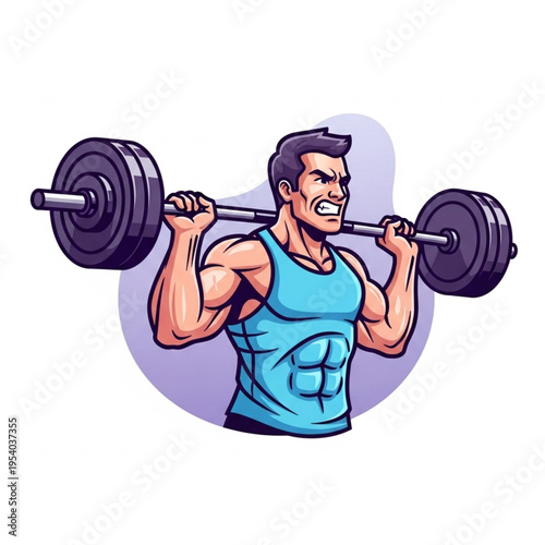 Man Lifting Weights Exercising Muscles Fitness.