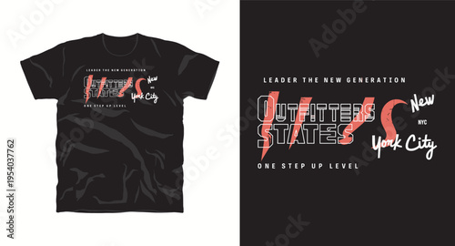 Outfitters states new york city leader the new generation typography design for modern urban fashion mockup