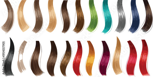 Clip-In Hair Extensions Color Swatches – Natural & Vibrant Shades, Soft Synthetic Hair Strands for Styling, Highlight & Color Matching