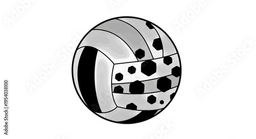 A gray and black volleyball isolated on transparent background, Vector