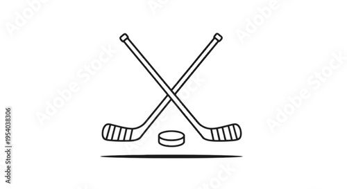 Ice hockey sticks and puck isolated on transparent background, Vector