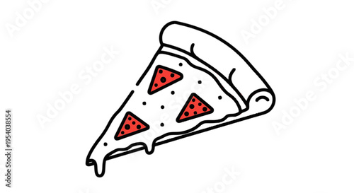 A slice of pepperoni pizza isolated on transparent background, Vector
