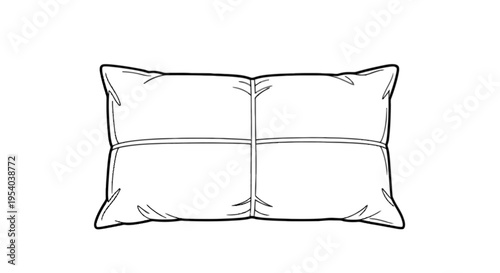 A large square pillow with a simple line drawing isolated on transparent background, Vector