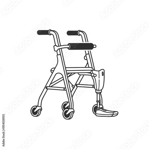 Walking Frame with Wheels and Seat.