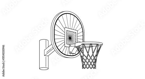A basketball hoop with a net and backboard isolated on transparent background, Vector