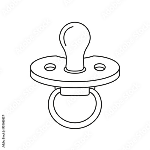 Simple Line Drawing of Baby Pacifier.