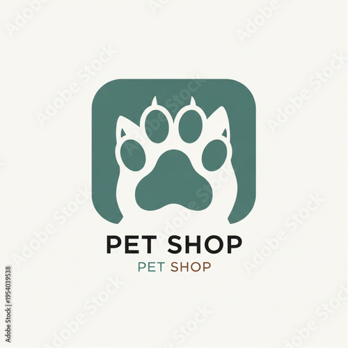 Pet Shop Logo with Dog Paw Print.