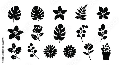 A diverse collection of intricately designed leaf patterns showcasing various shapes and sizes